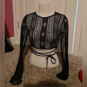K Too Black Mesh Crop Top